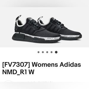 adidas NMD R1 Black Boost/Black tape logo (womens)